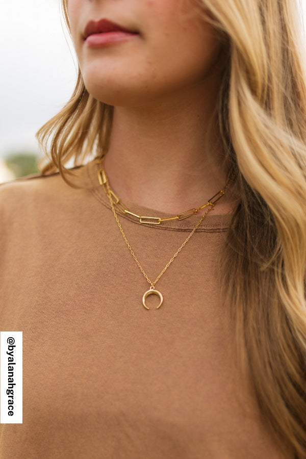 Crescent Layered Chain Necklace - Gold - Pre Order