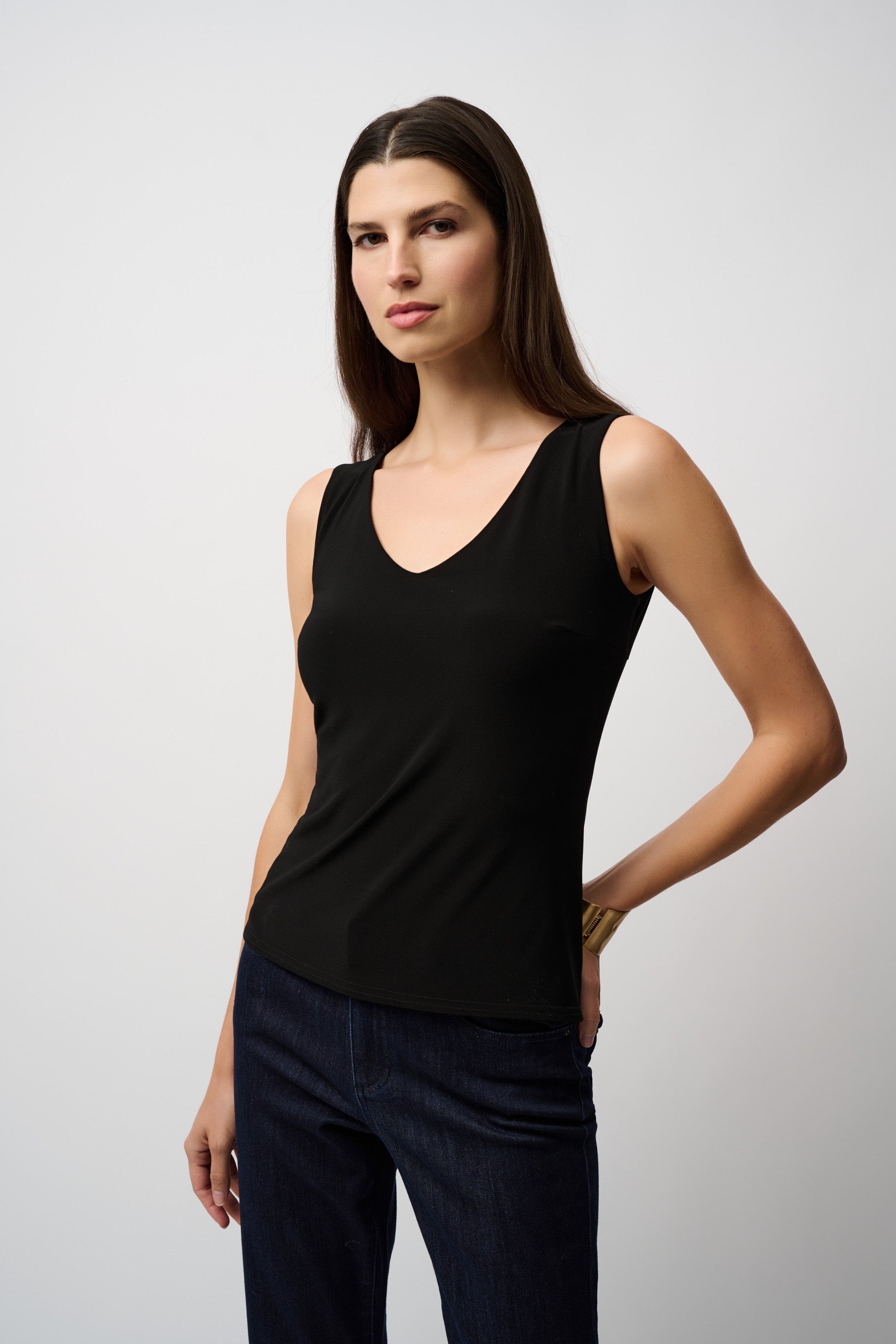 Classic V-Neck Cami Tank, Black