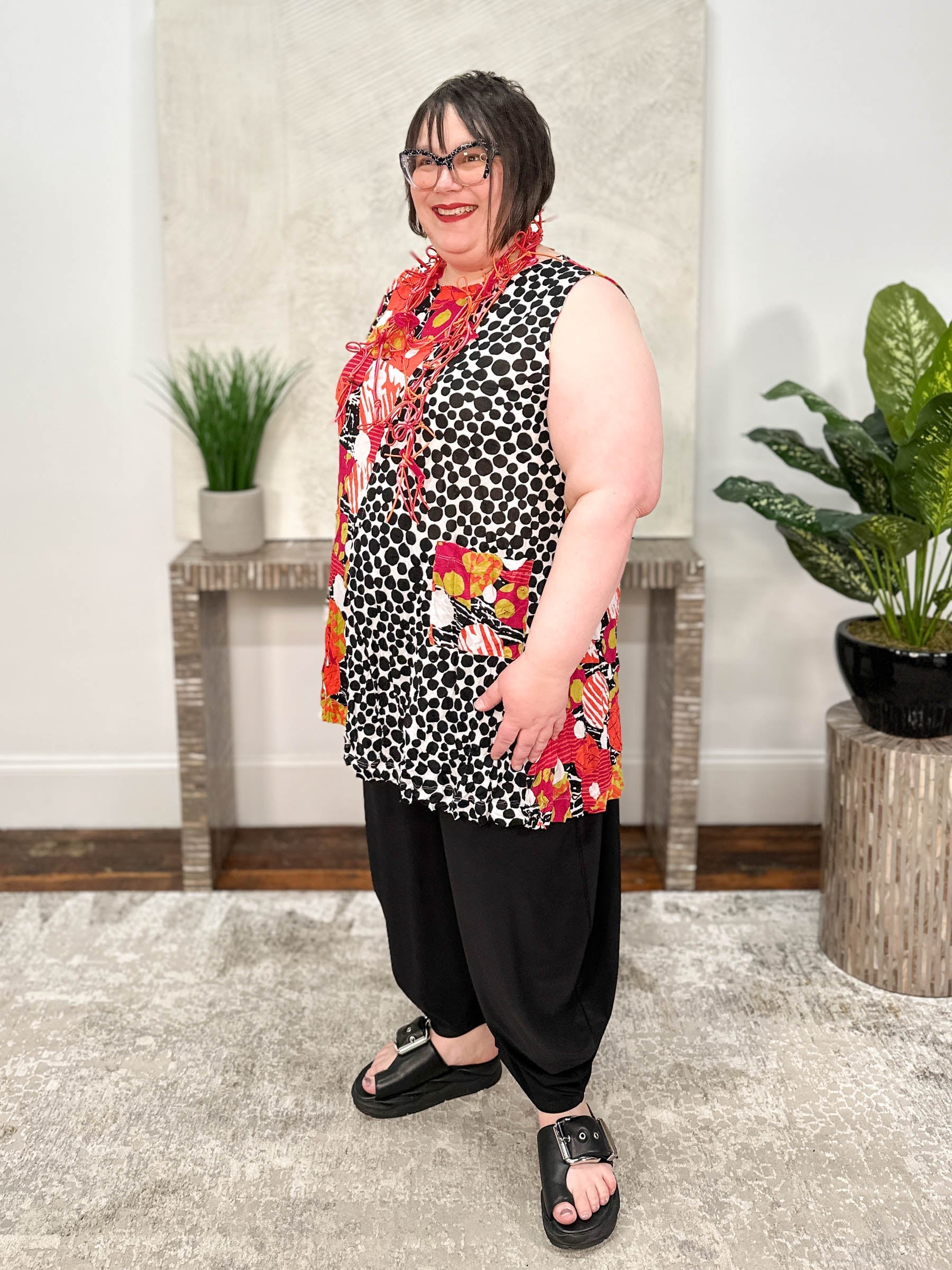 Crinkle Mesh Hera Tunic, Peony