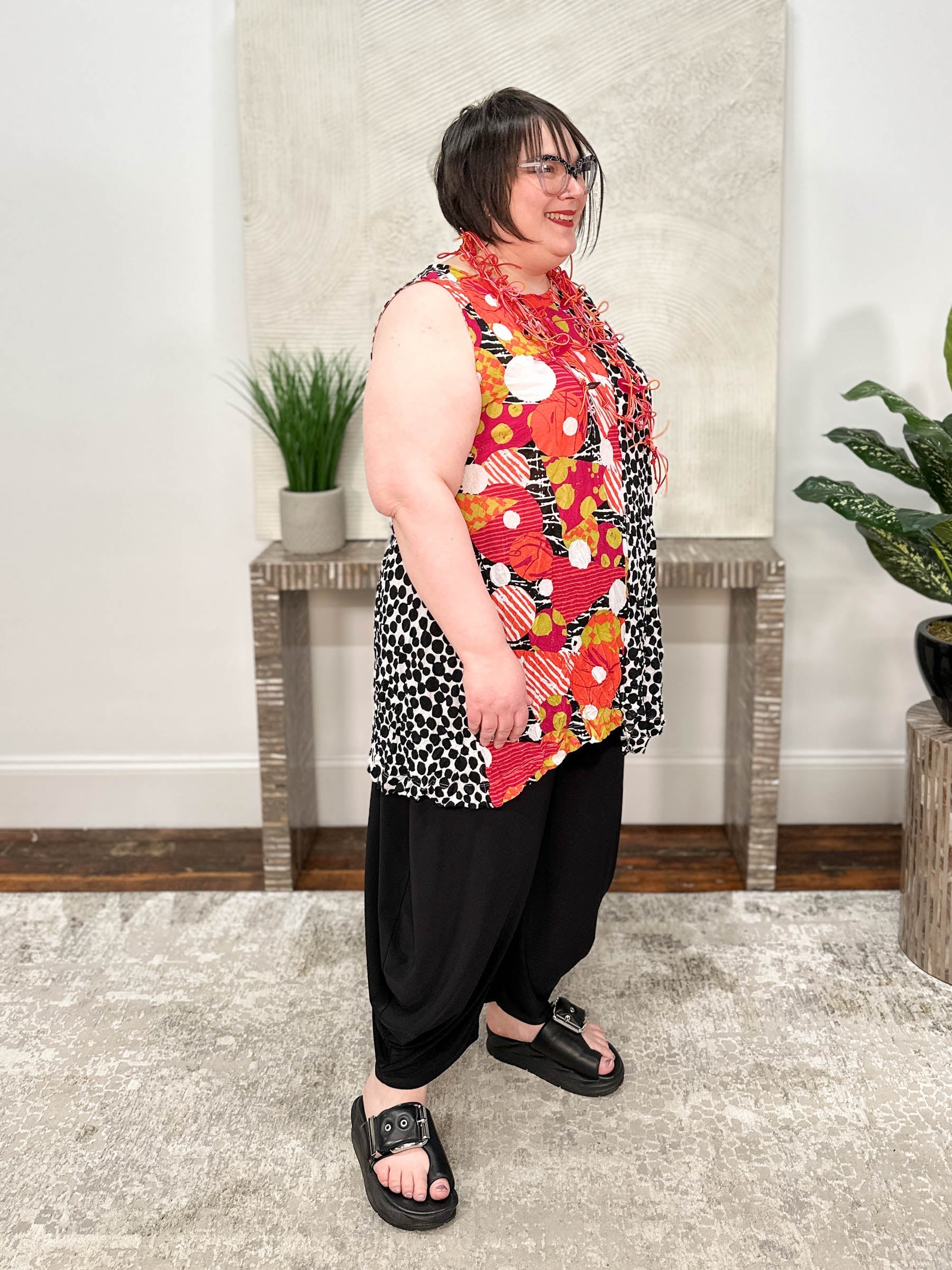 Crinkle Mesh Hera Tunic, Peony