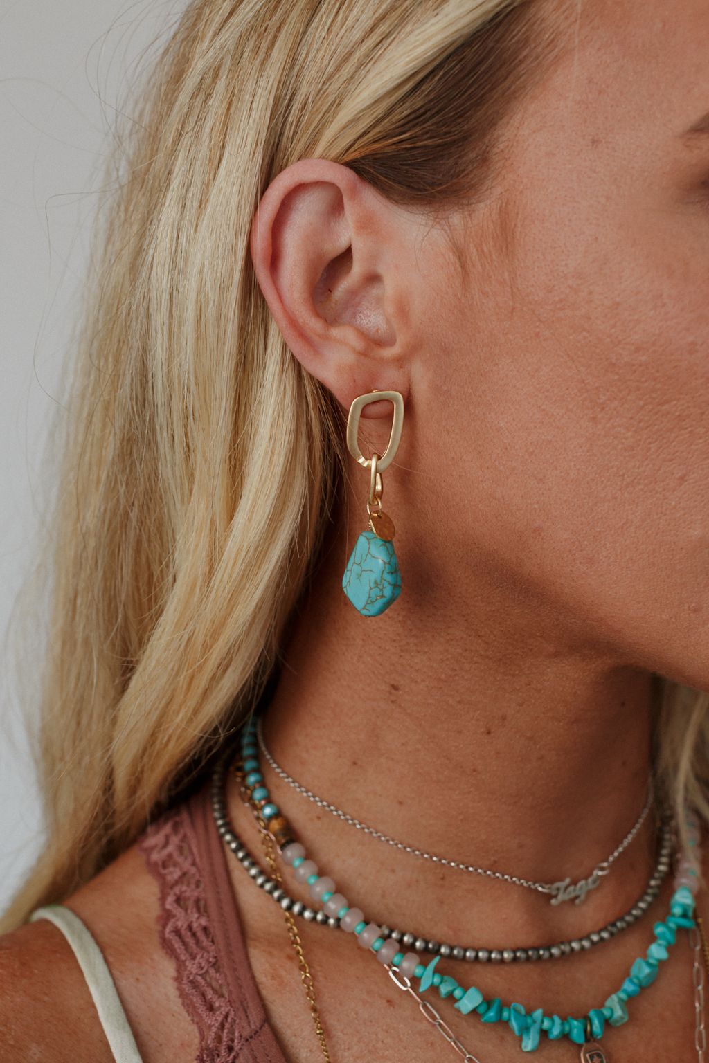 Serene Stone Drop Earrings - Turquoise - Pre Order