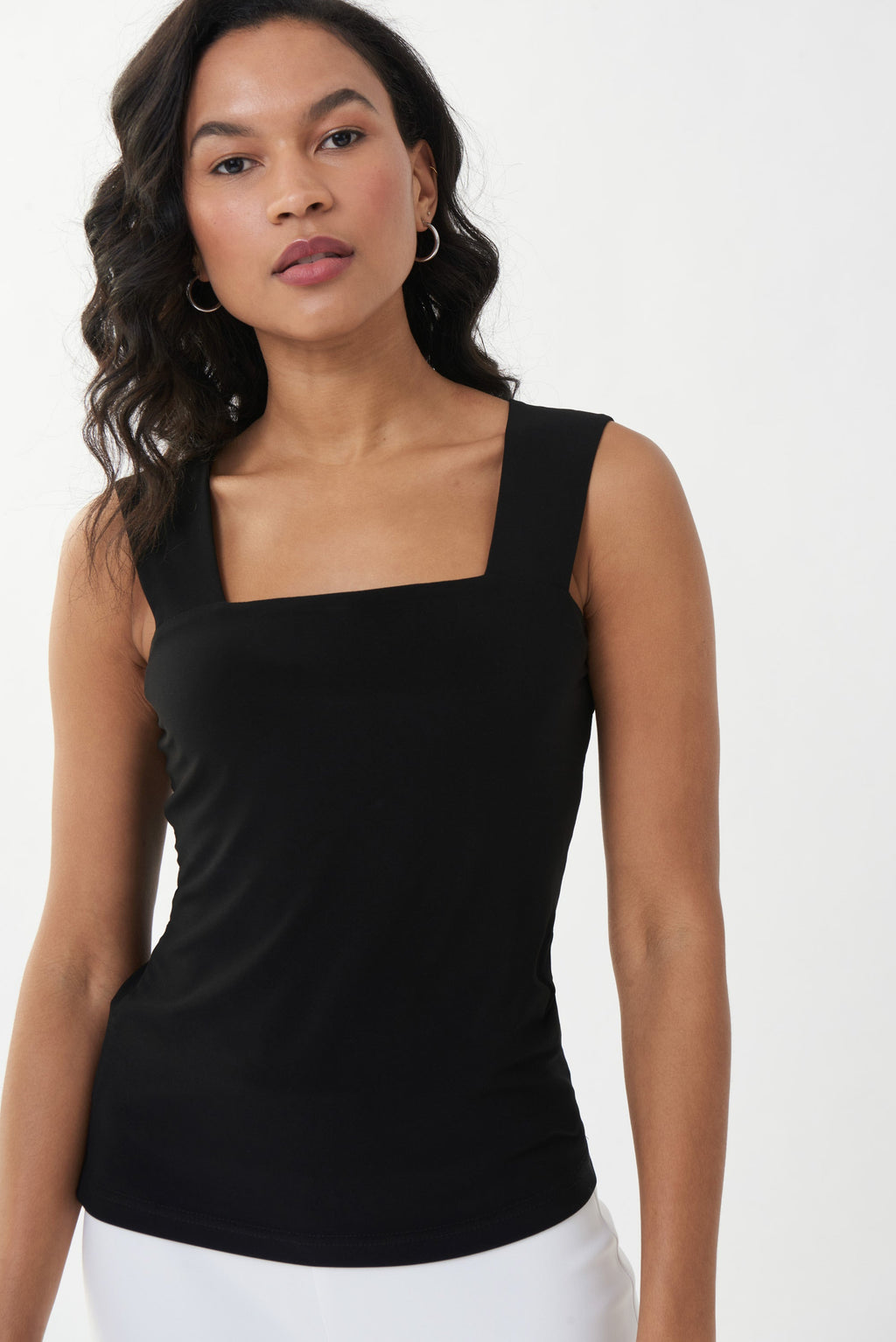 Classic Square Neck Cami Tank, Black