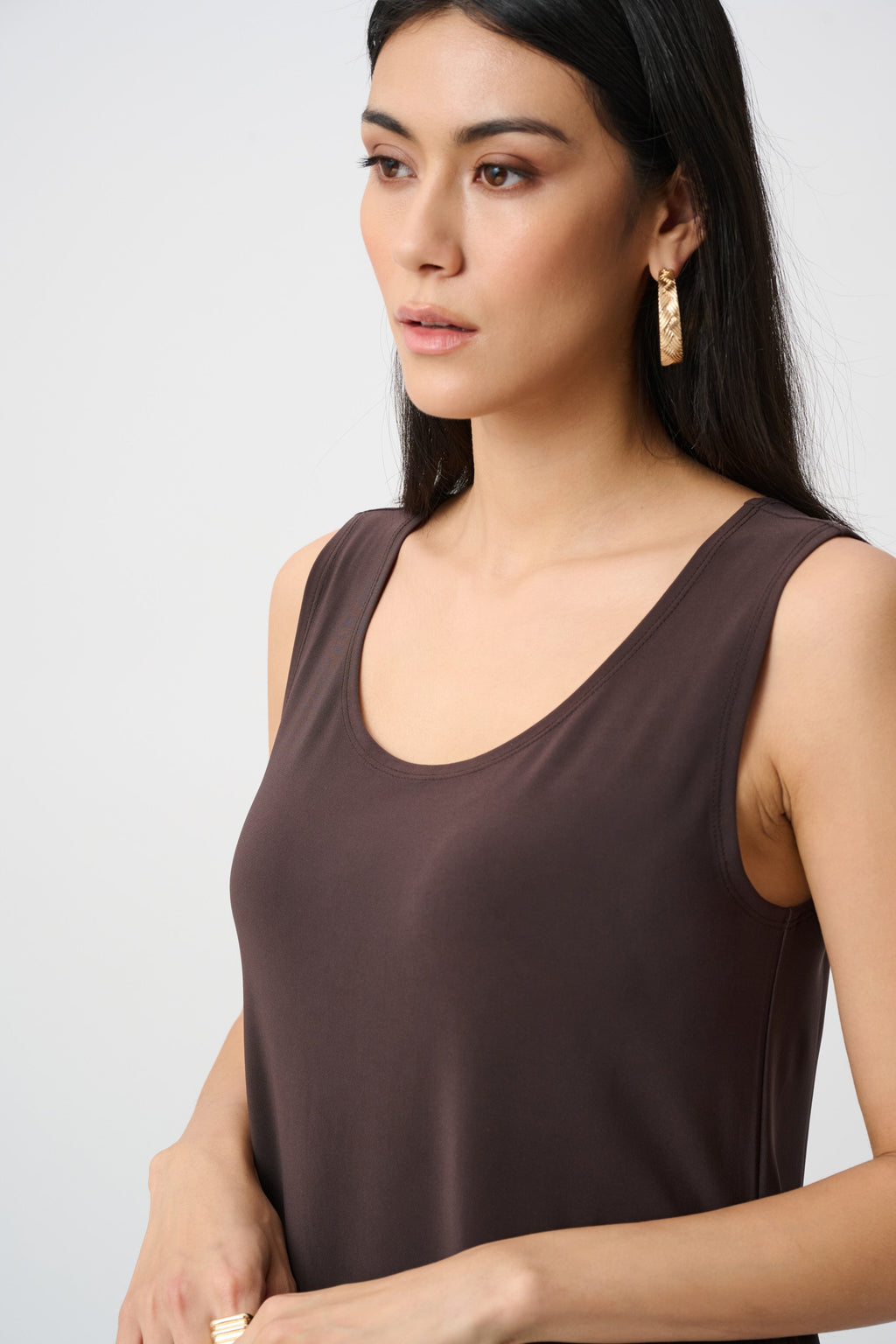 Silky Knit Scoop Neck Tank, Mocha