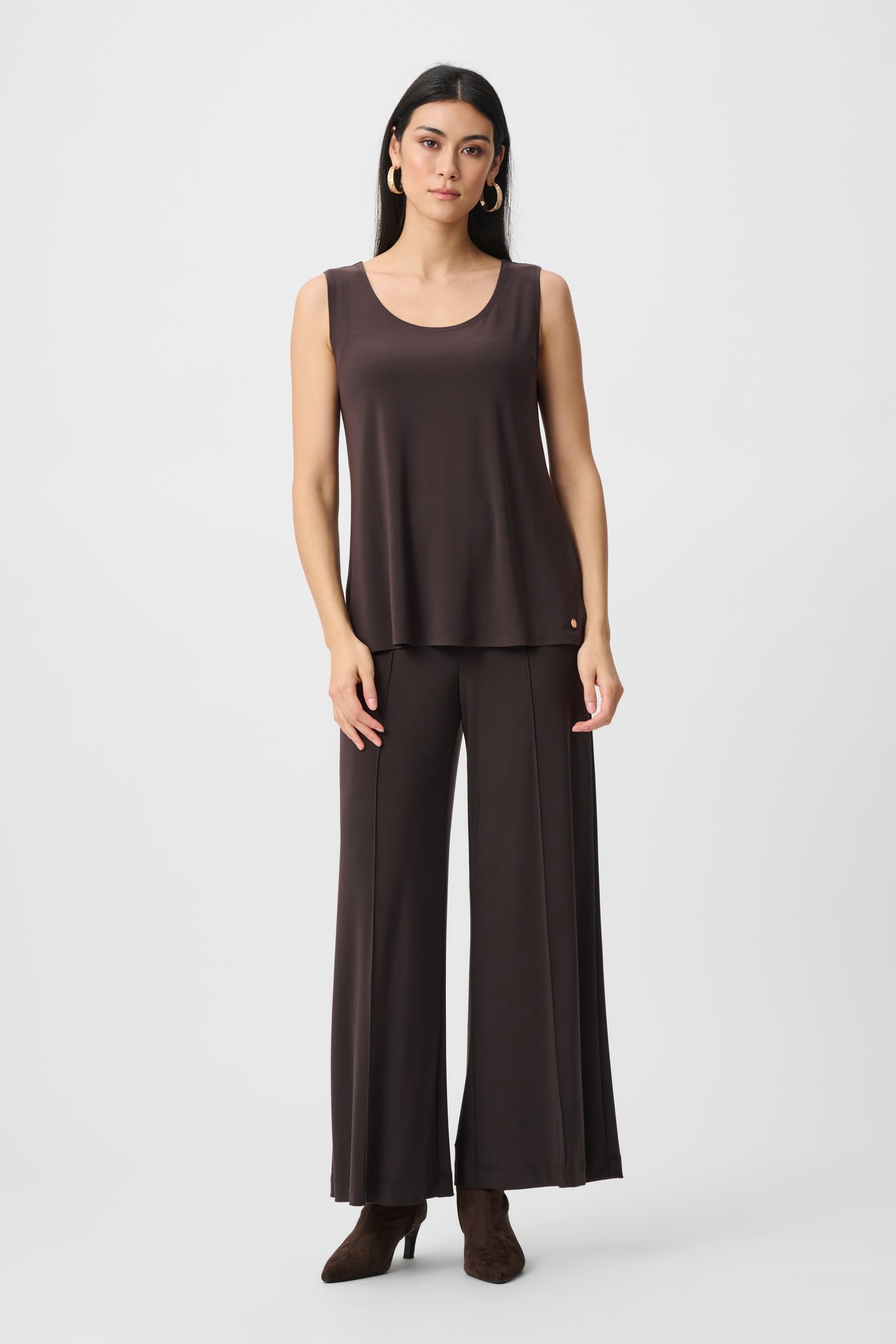 Silky Knit Scoop Neck Tank, Mocha