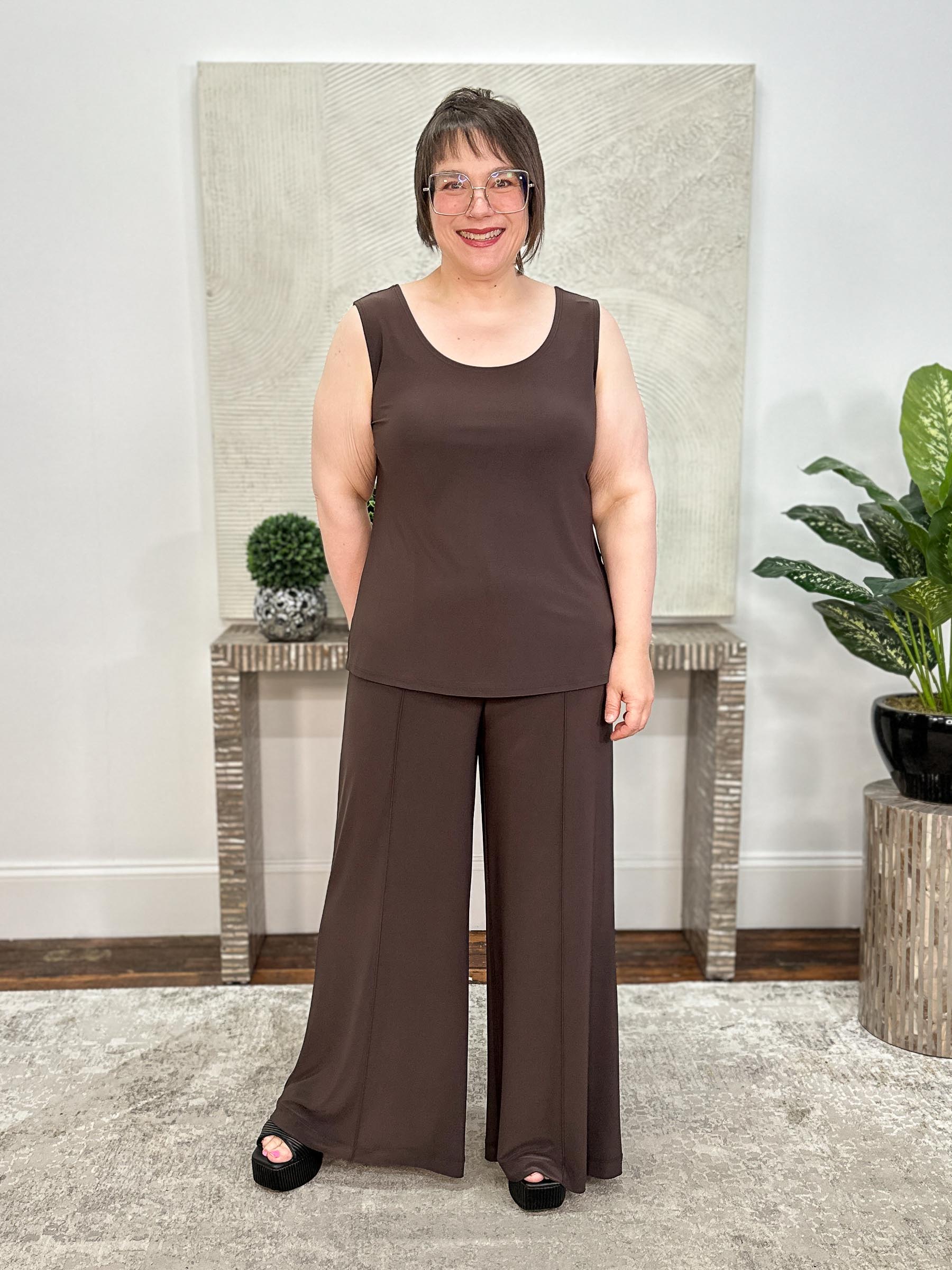 Silky Knit Scoop Neck Tank, Mocha