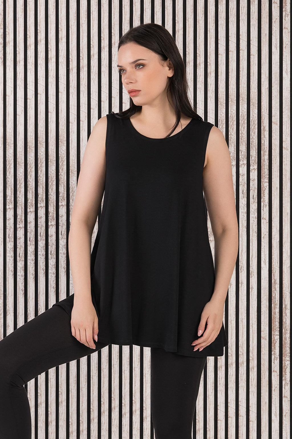 Desa Tank Tunic, Black Tencel