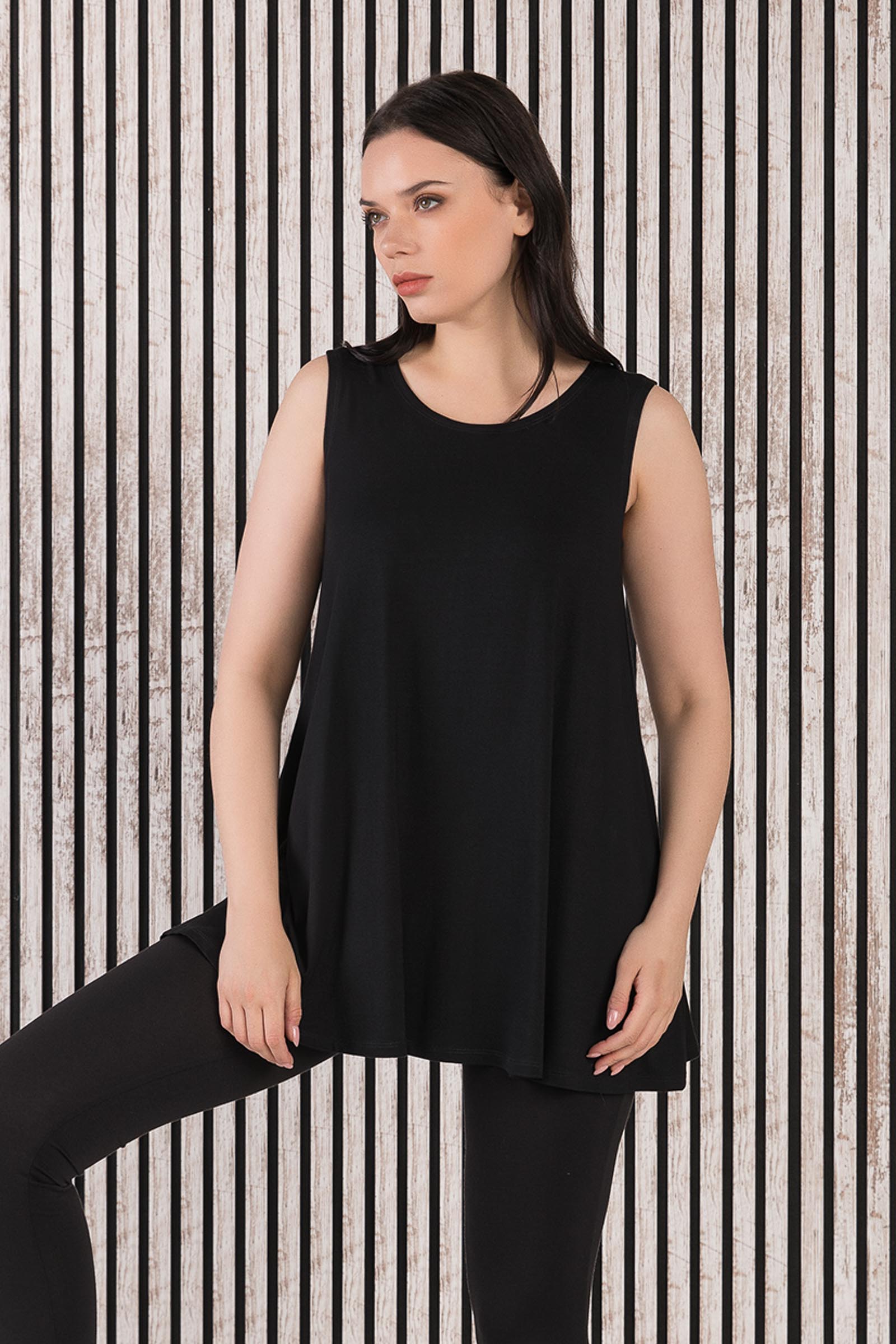 Desa Tank Tunic, Black Tencel