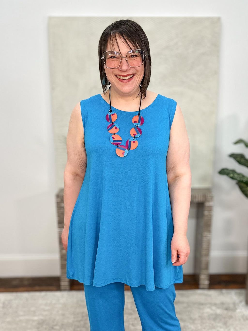 Desa Tank Tunic, Turquoise Tencel