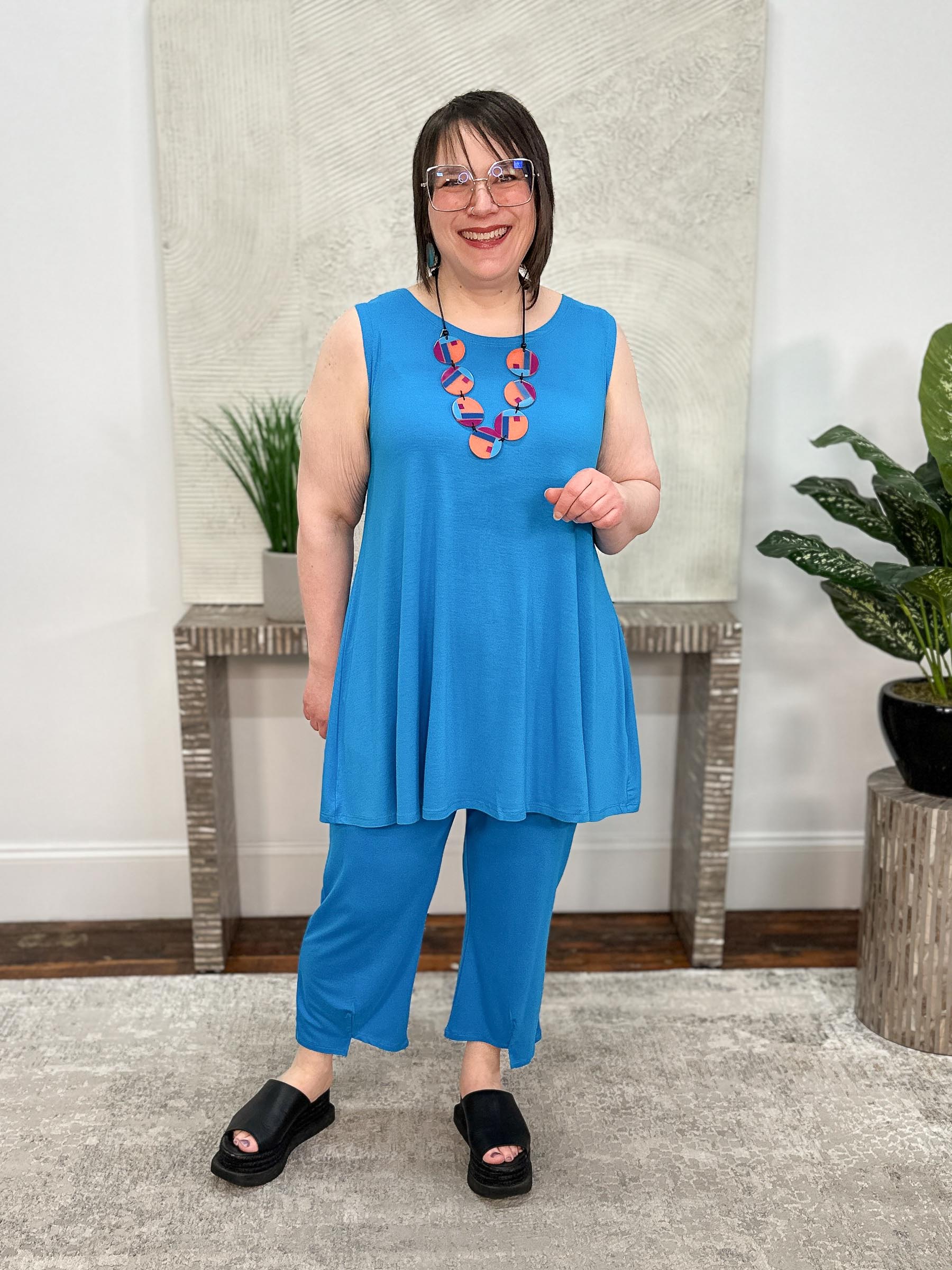 Desa Tank Tunic, Turquoise Tencel