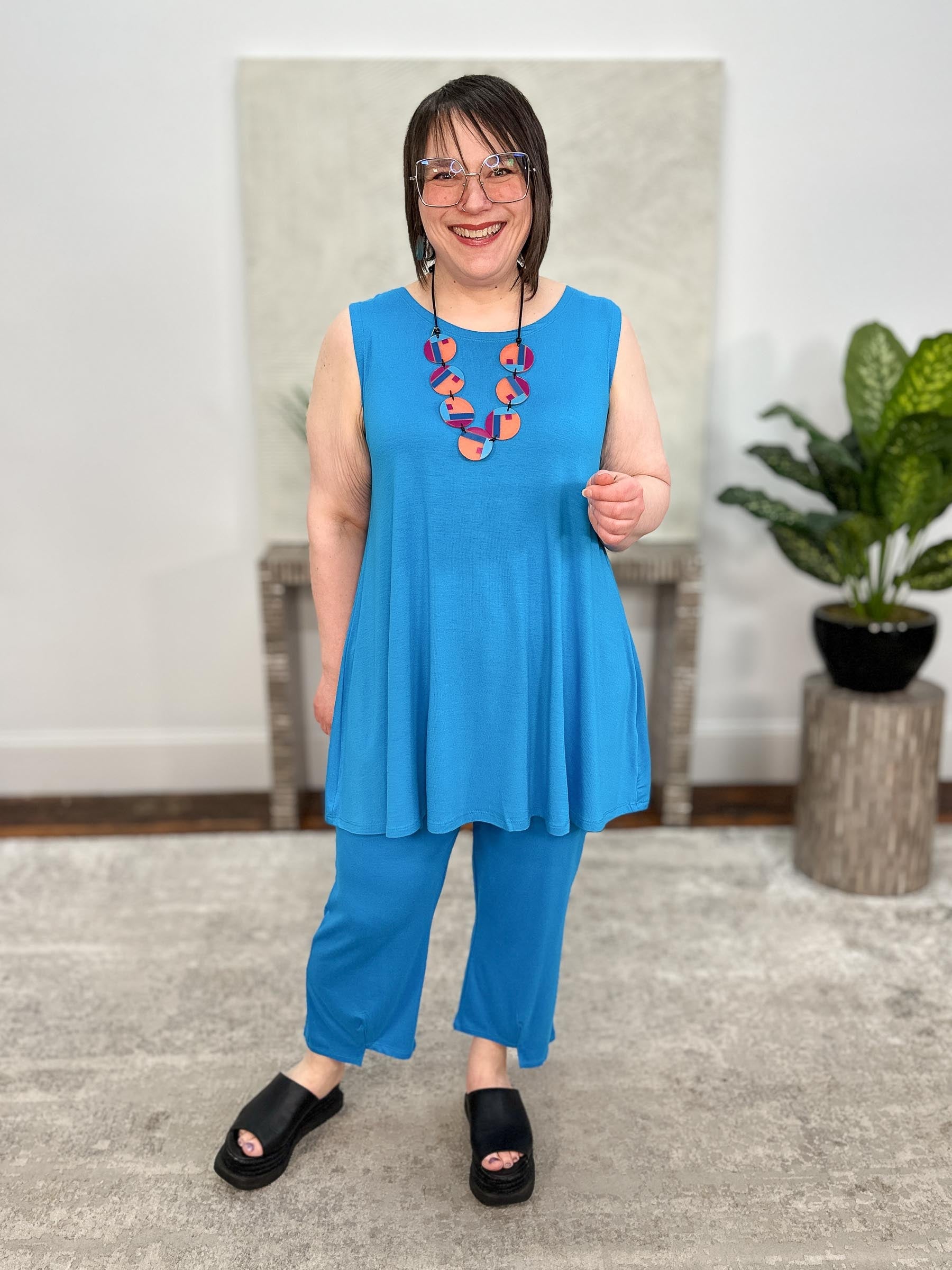Desa Tank Tunic, Turquoise Tencel