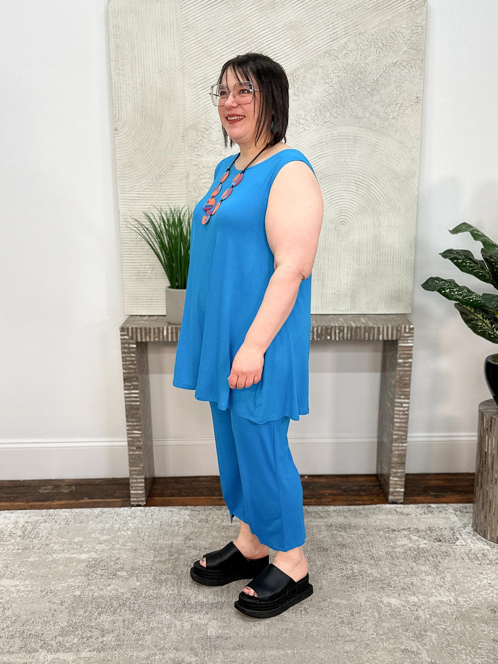 Desa Tank Tunic, Turquoise Tencel