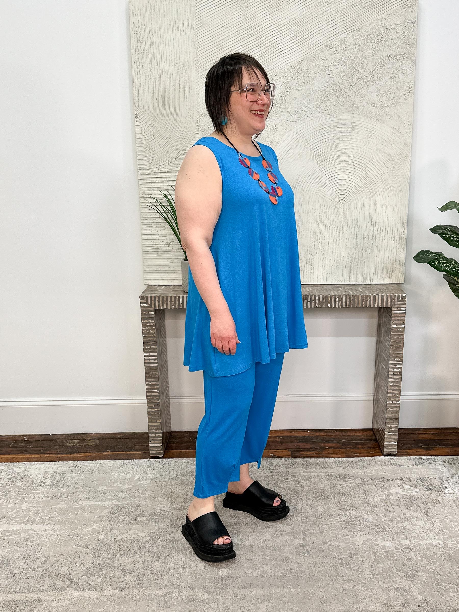 Desa Tank Tunic, Turquoise Tencel