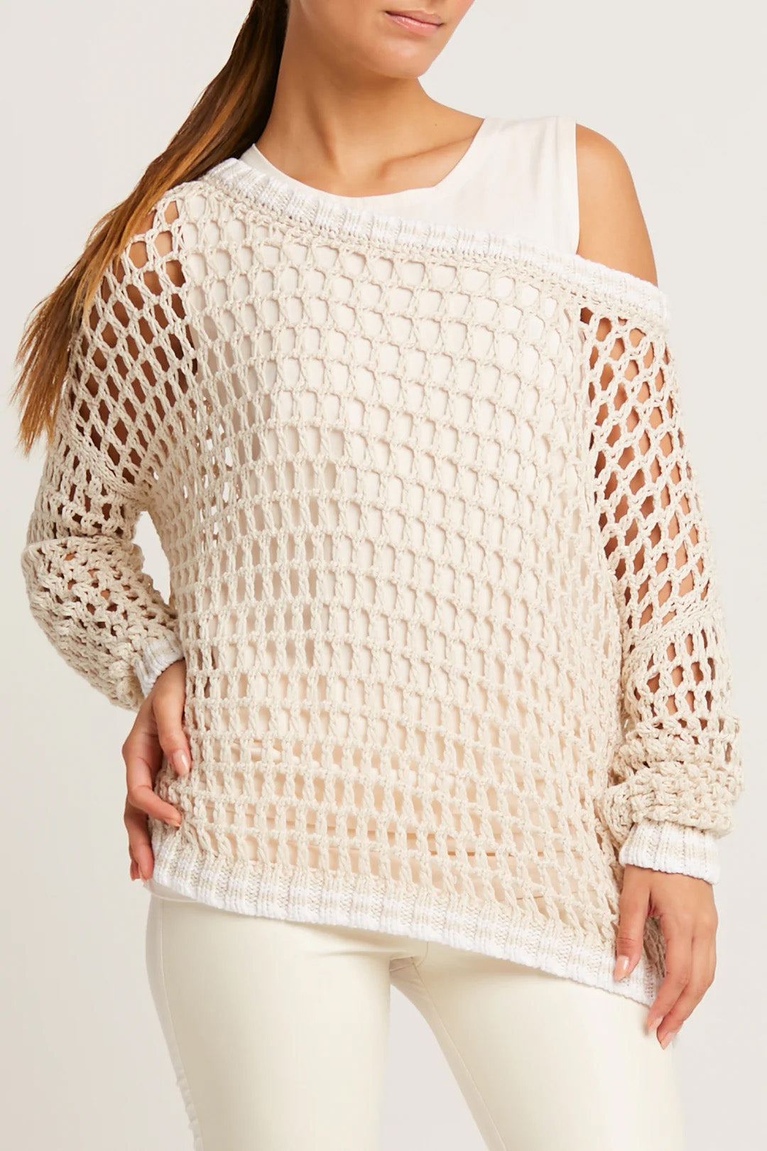Cotton Lycra Ruched Tank, Stone