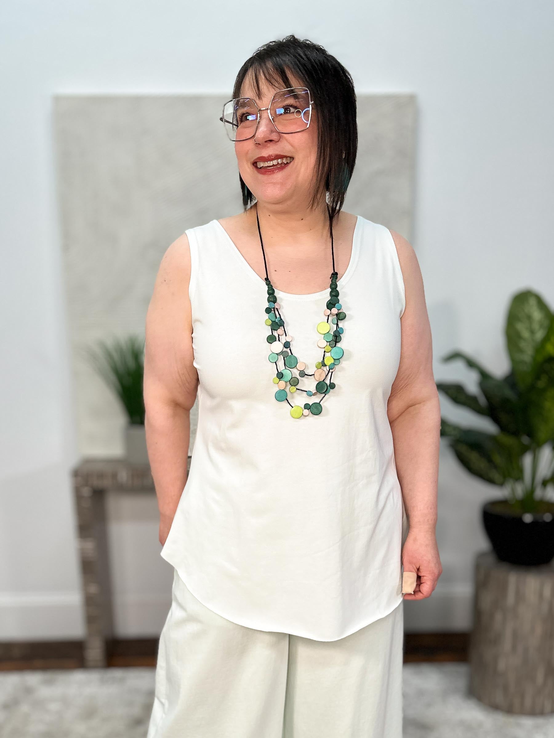 Cotton Lycra Shirttail Tank, Mint