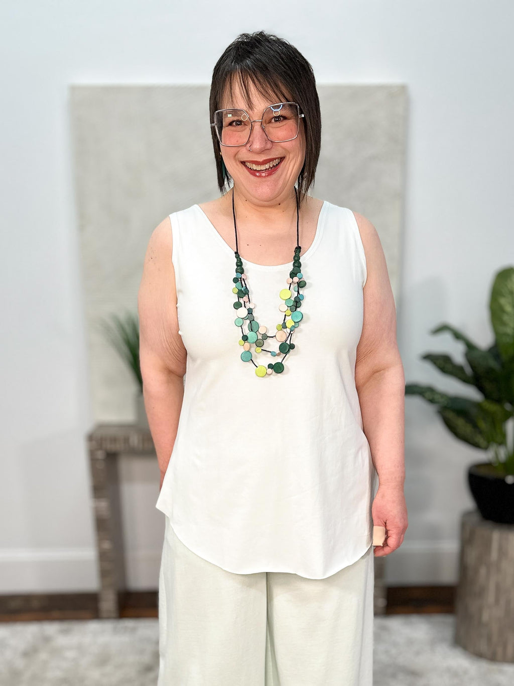 Cotton Lycra Shirttail Tank, Mint