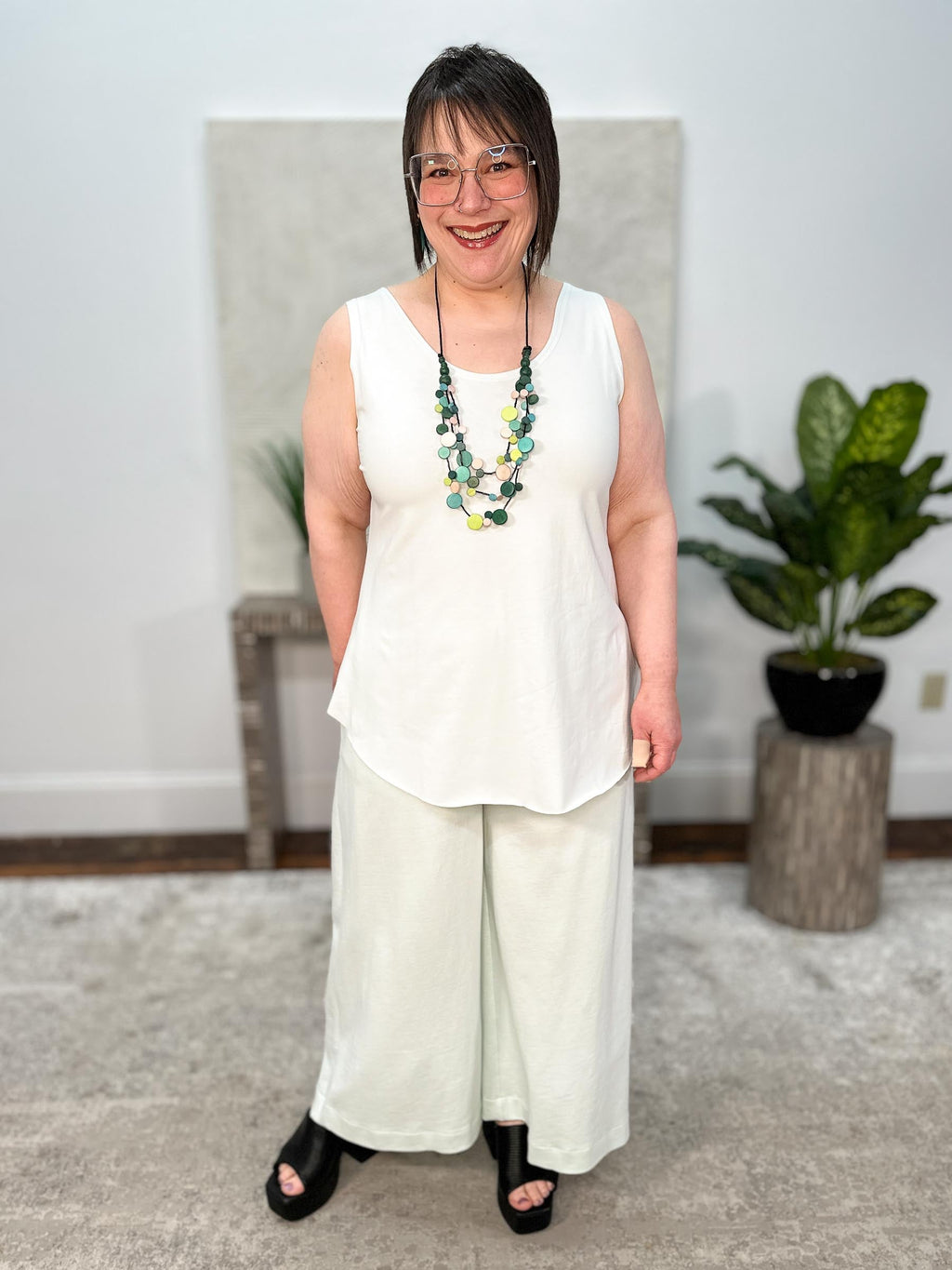 Cotton Lycra Shirttail Tank, Mint