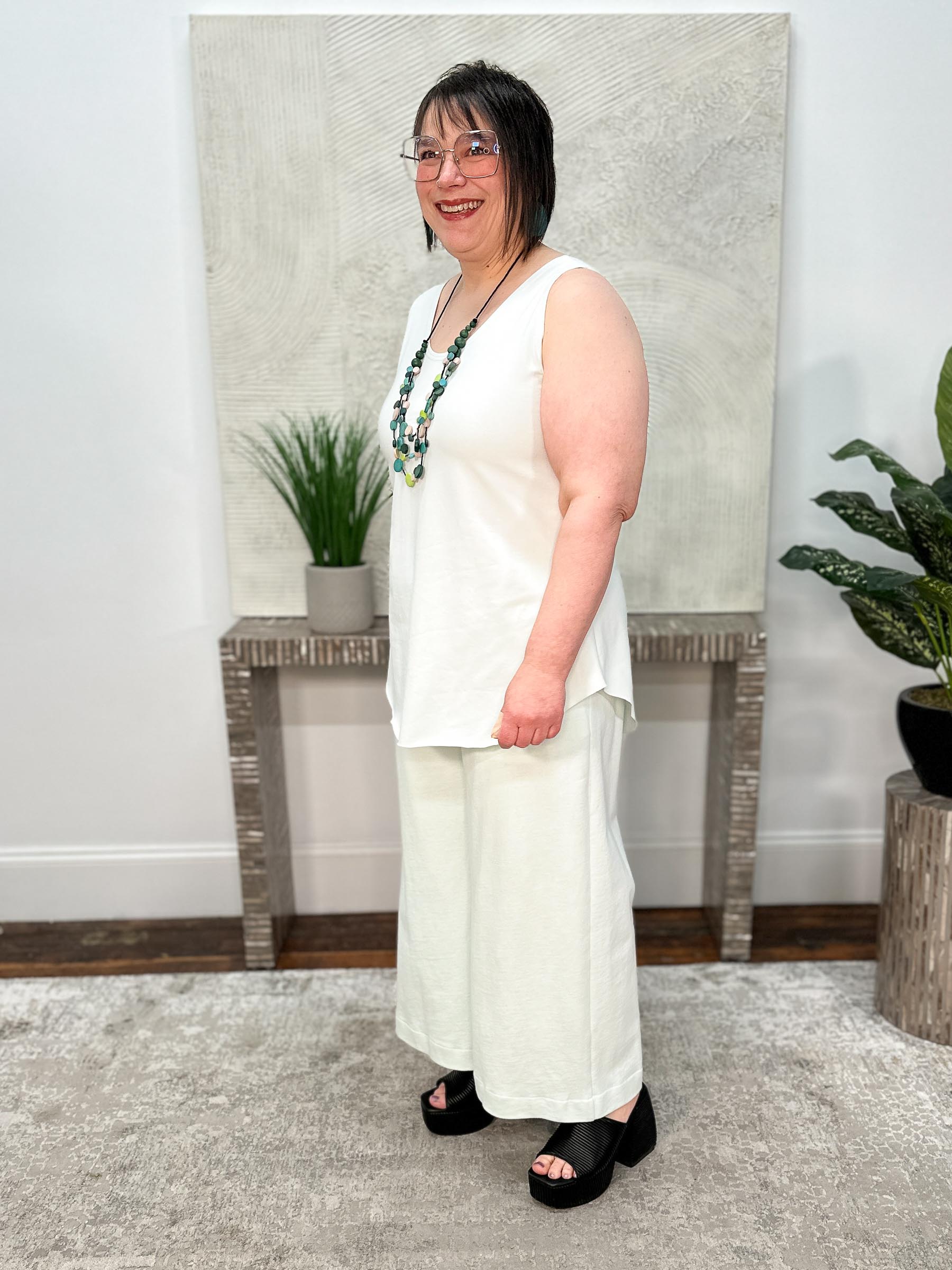 Cotton Lycra Shirttail Tank, Mint