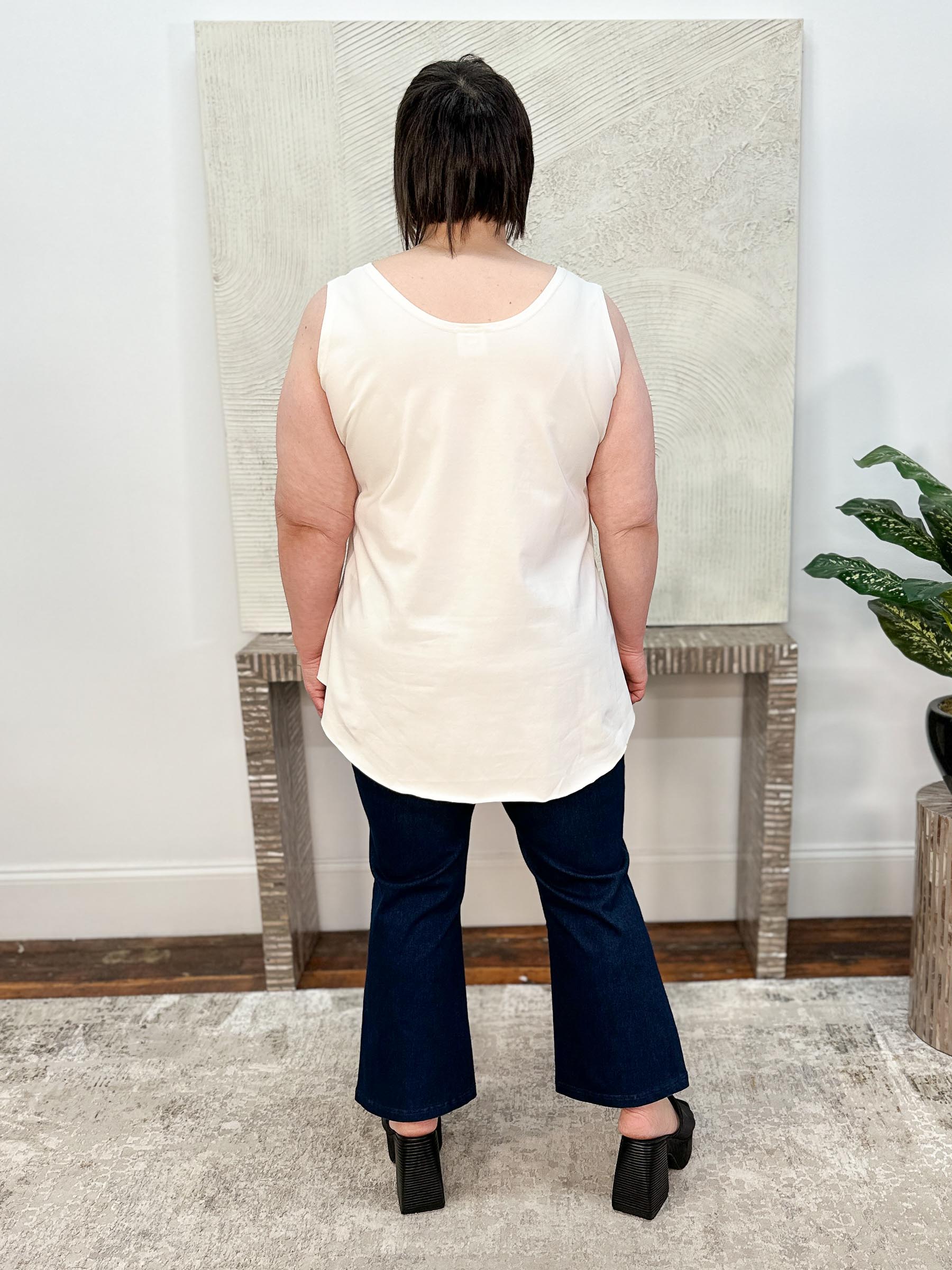 Cotton Lycra Shirttail Tank, Stone
