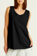 Cotton Lycra Shirttail Tank, Black