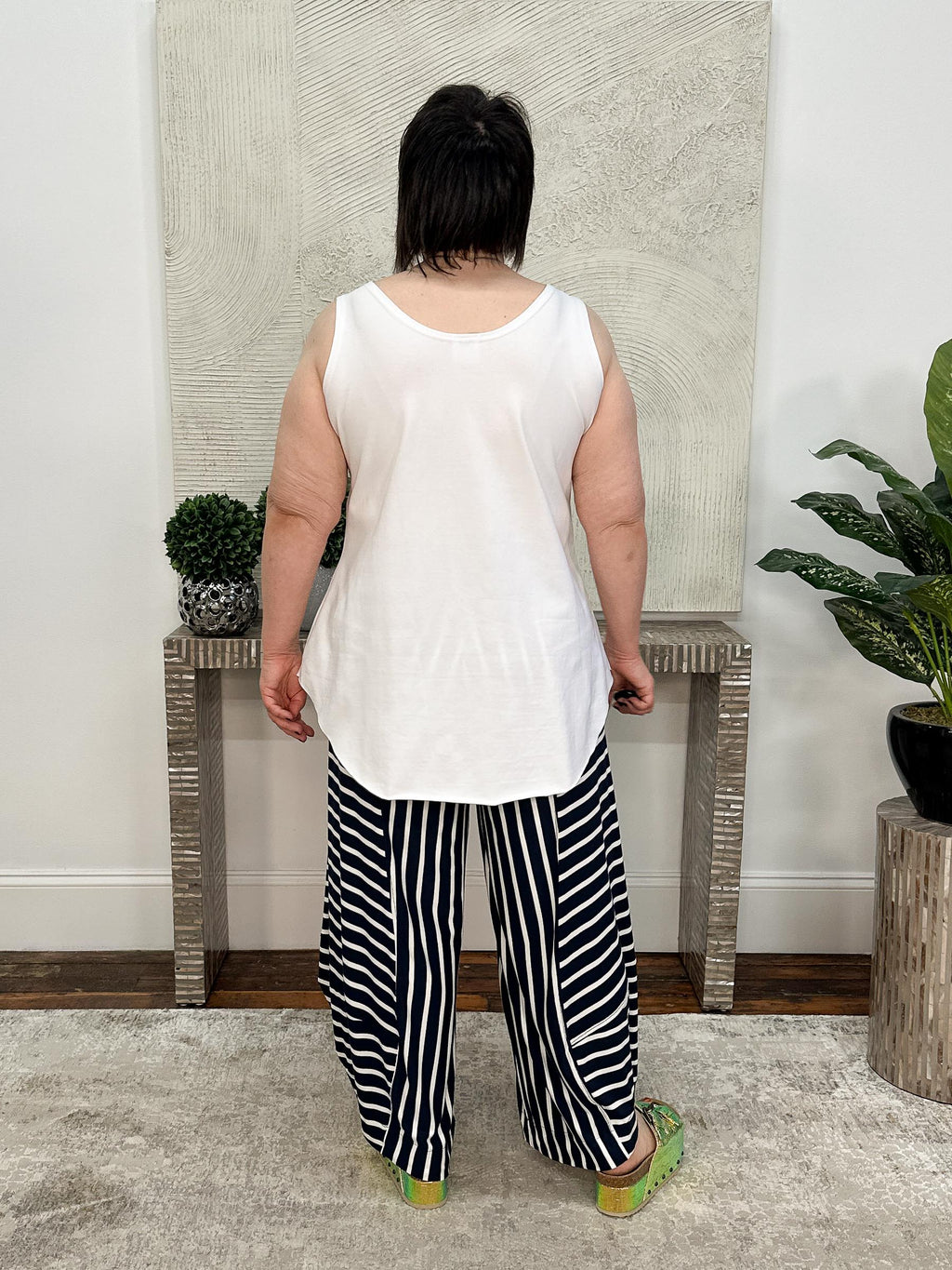 Cotton Lycra Shirttail Tank, White