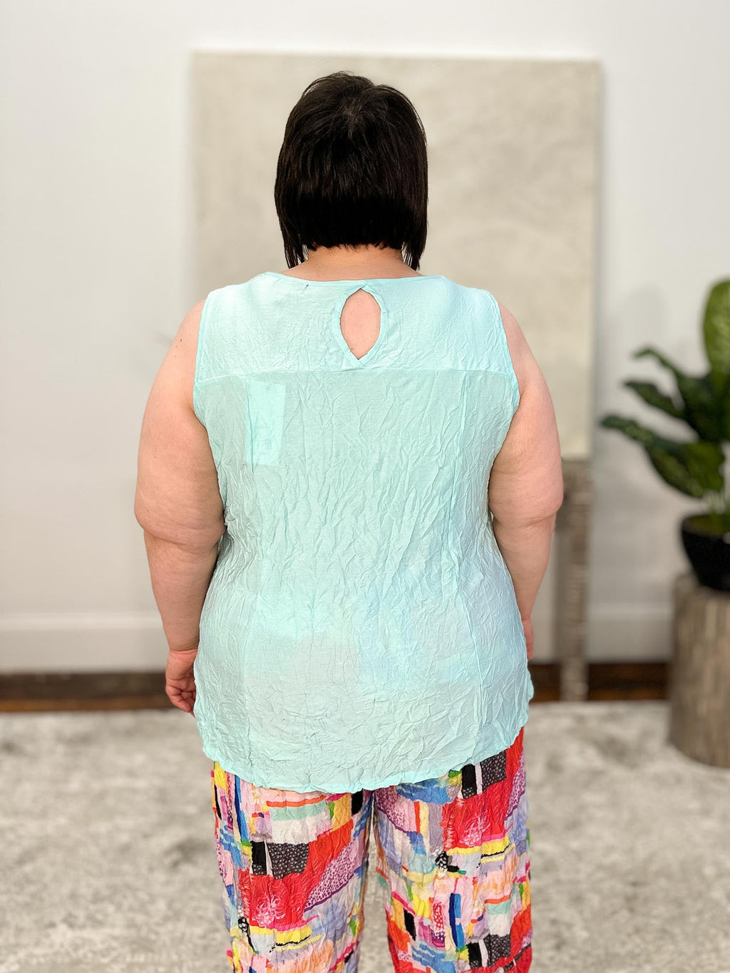 Euro Crush Keyhole Back Tank, Blue