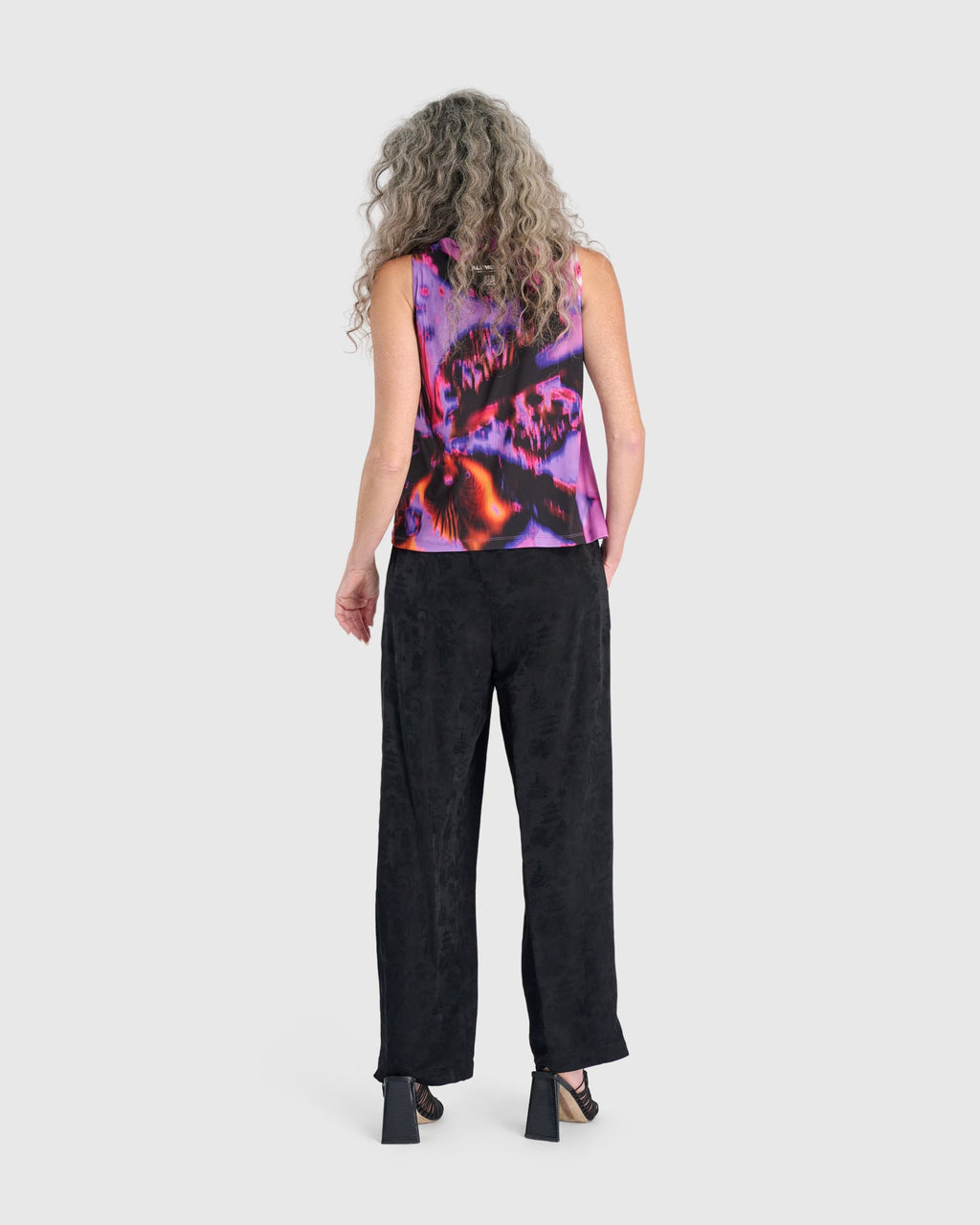 After Dark Printed Cowl Neck Tank, Orchid